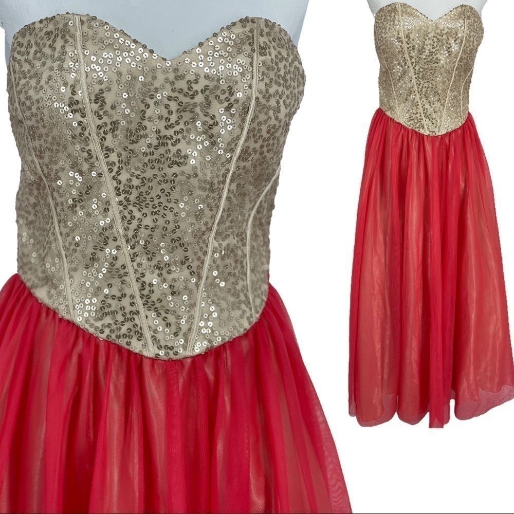 Masquerade pink corset back strapless ball gown